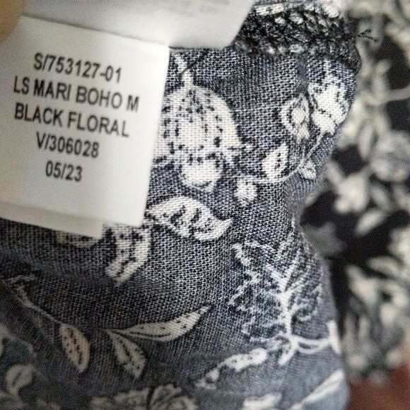 NWT Old Navy LS Mari Boho black tan floral print short dress pockets size XXL - Picture 6 of 11